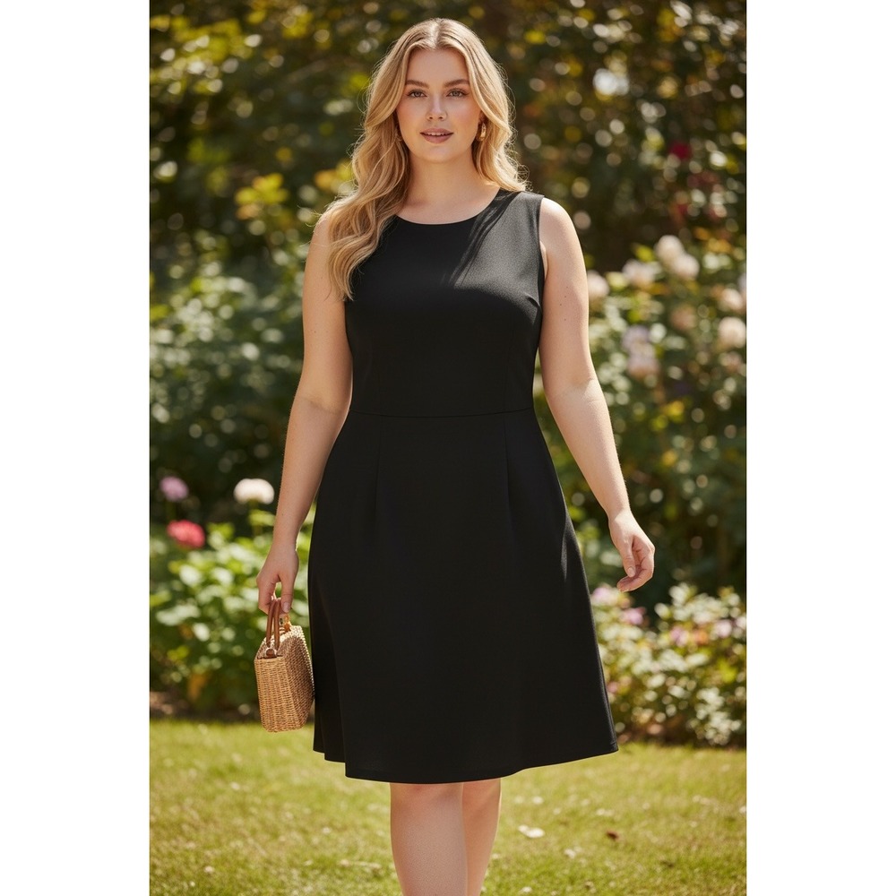 Jones New York Collection Platinum Women 8 Black Sleeveless Stretch Sheath Dress